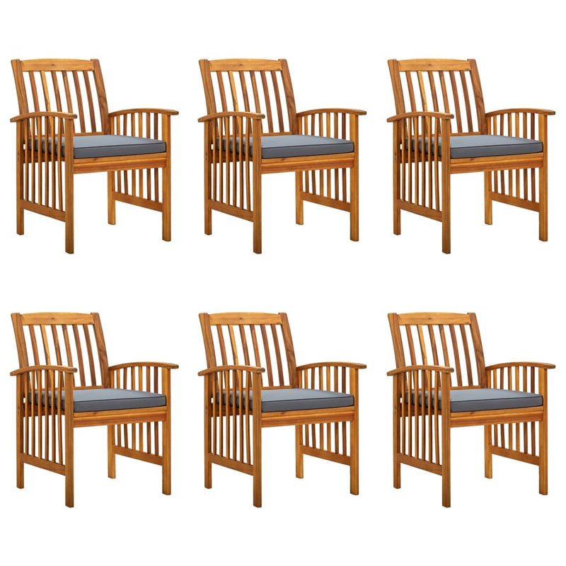 vidaXL Garden Dining Chairs 6 pcs with Cushions Solid Wood Acacia