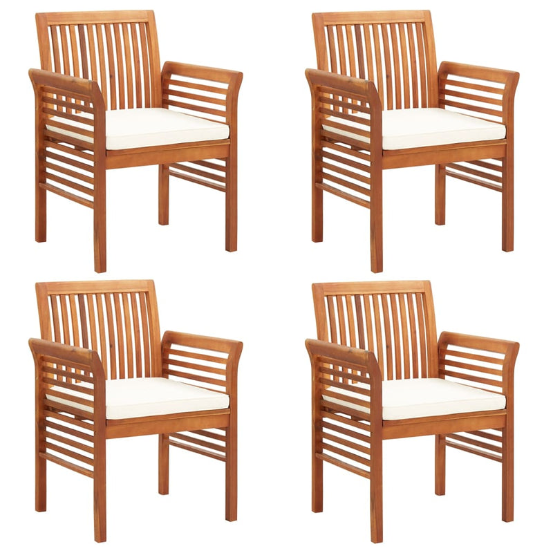 vidaXL Garden Dining Chairs with Cushions 4 pcs Solid Wood Acacia