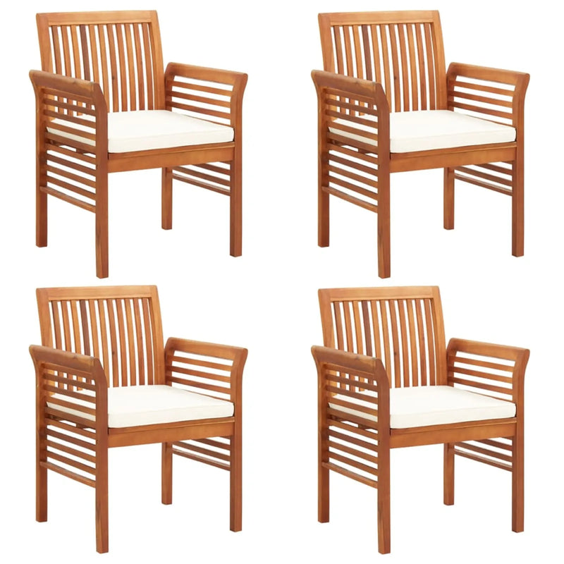 Garden Dining Chairs with Cushions 4 pcs Solid Wood Acacia