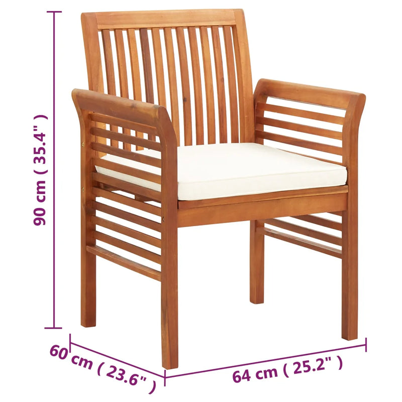 Garden Dining Chairs with Cushions 8 pcs Solid Wood Acacia