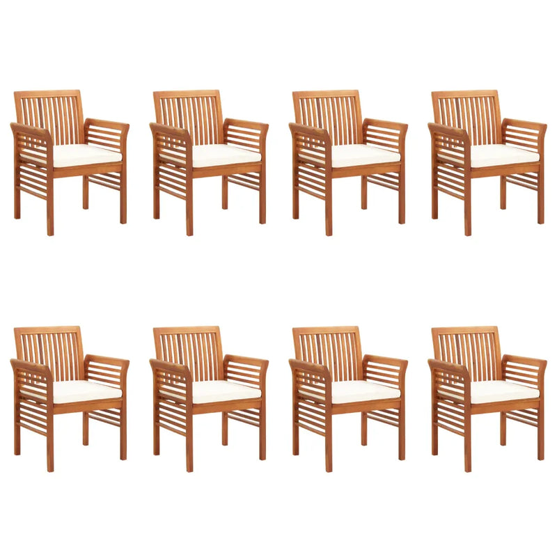 Garden Dining Chairs with Cushions 8 pcs Solid Wood Acacia