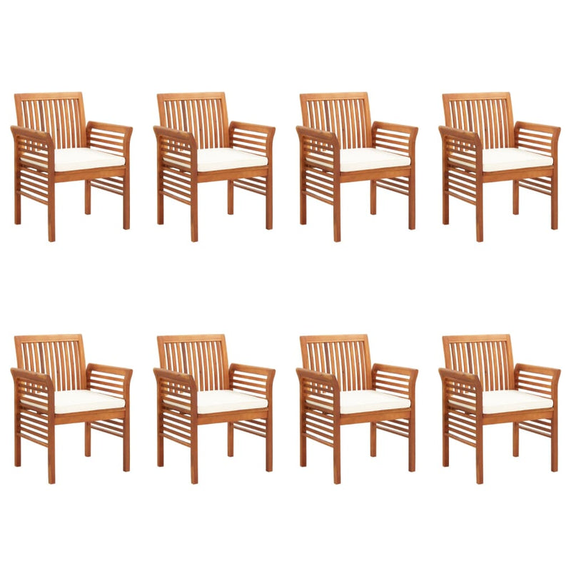 vidaXL Garden Dining Chairs with Cushions 8 pcs Solid Wood Acacia