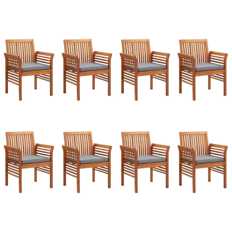 Garden Dining Chairs with Cushions 8 pcs Solid Wood Acacia