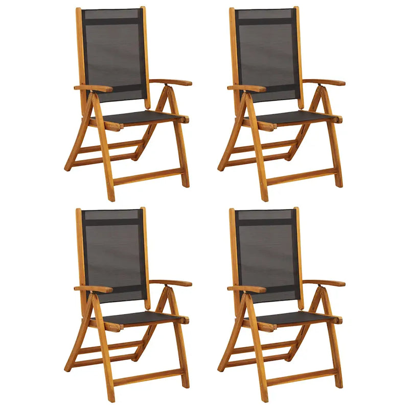 Folding Garden Chairs 4 pcs Solid Wood Acacia and Textilene