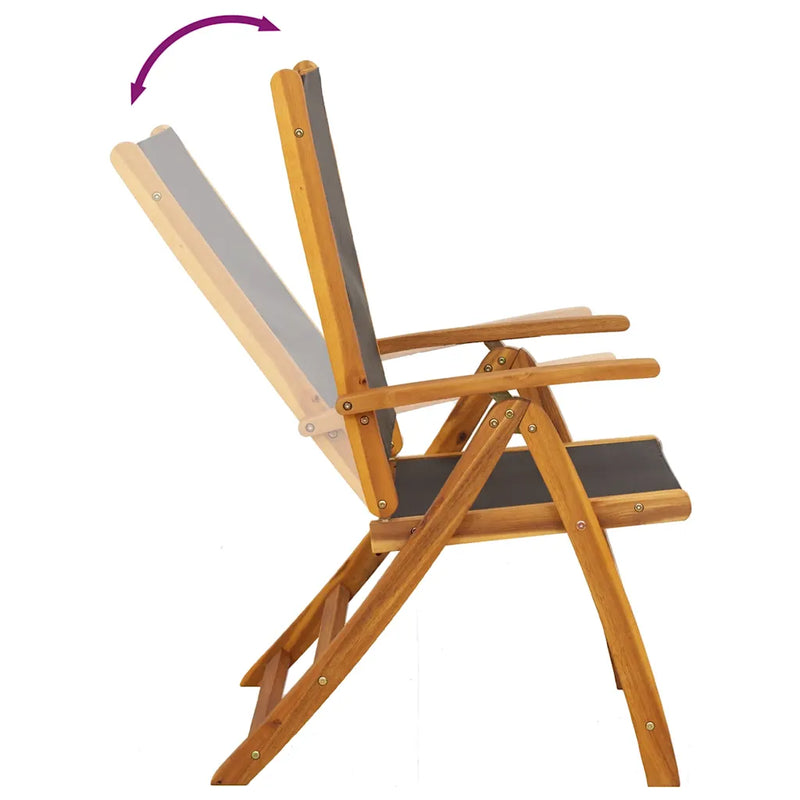 Folding Garden Chairs 4 pcs Solid Wood Acacia and Textilene