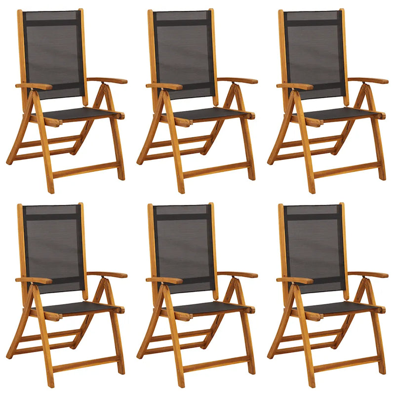 Folding Garden Chairs 6 pcs Solid Wood Acacia and Textilene