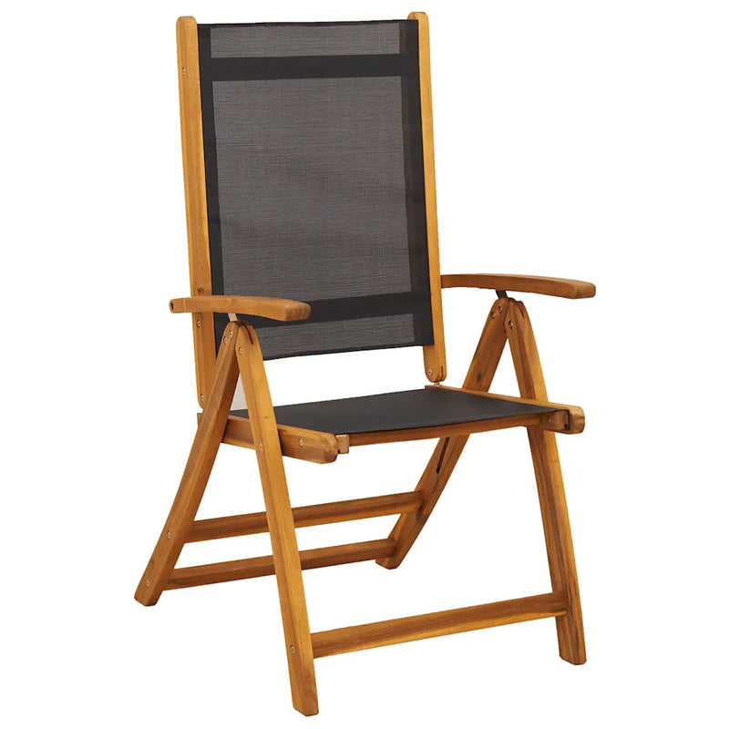 Folding Garden Chairs 6 pcs Solid Wood Acacia and Textilene