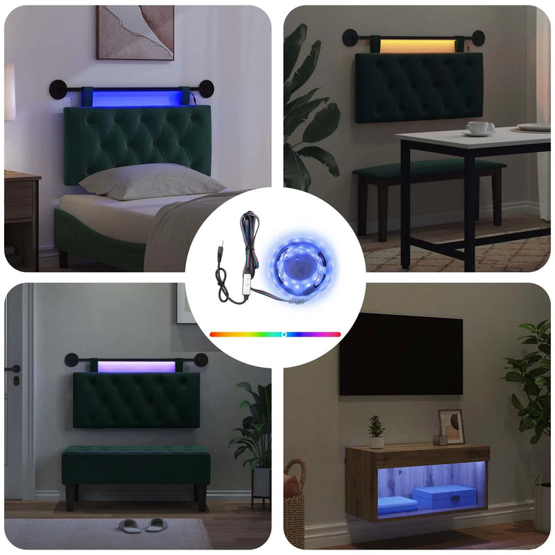 LED Strip with LED Strip Lights 2 pcs Black 180 cm SMD5050