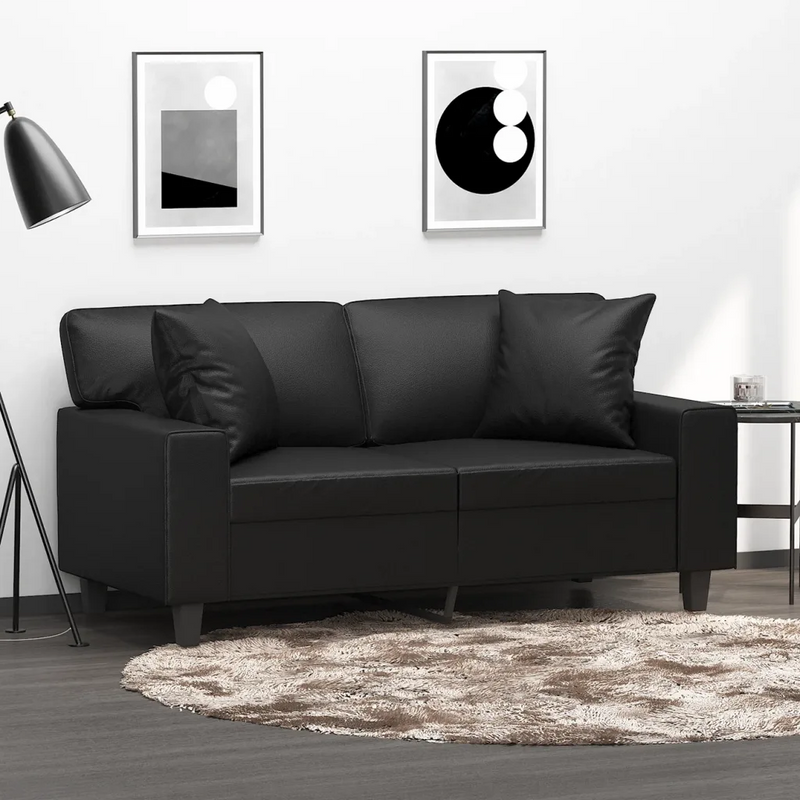 Throw Pillows 2 pcs Black 40x40 cm Faux Leather