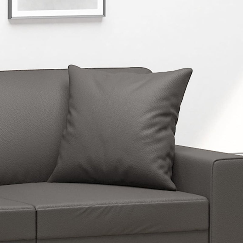 vidaXL Throw Pillows 2 pcs Grey 40x40 cm Faux Leather