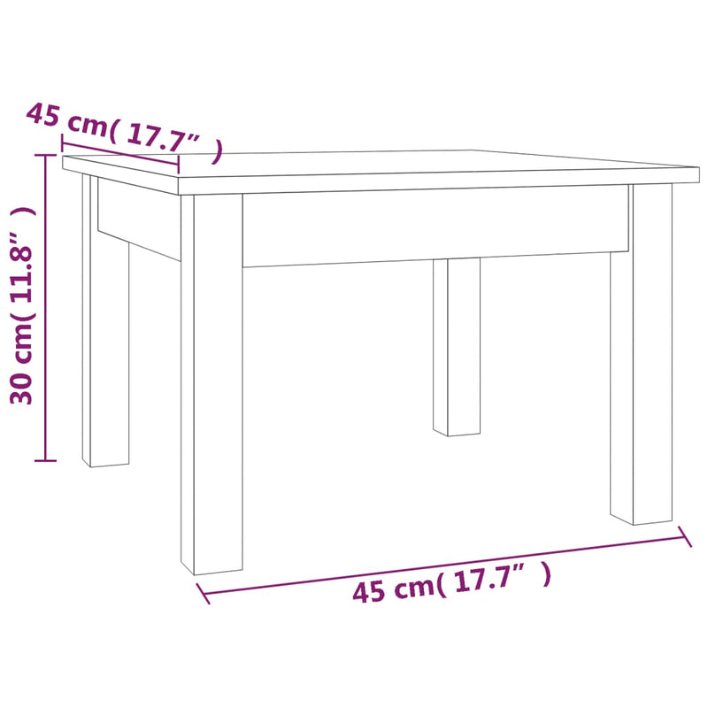 vidaXL Coffee Table 45x45x30 cm Solid Wood Pine