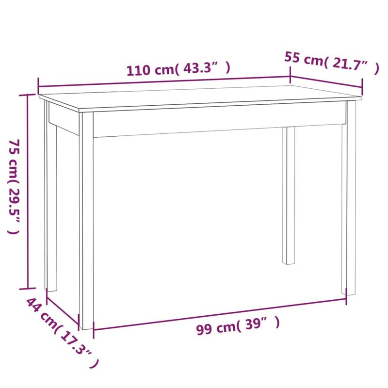 vidaXL Dining Table White 110x55x75 cm Solid Wood Pine