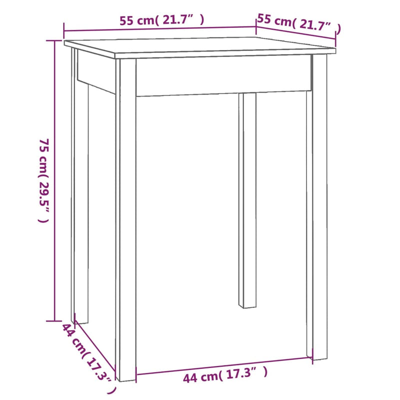 Dining Table 55x55x75 cm Solid Wood Pine