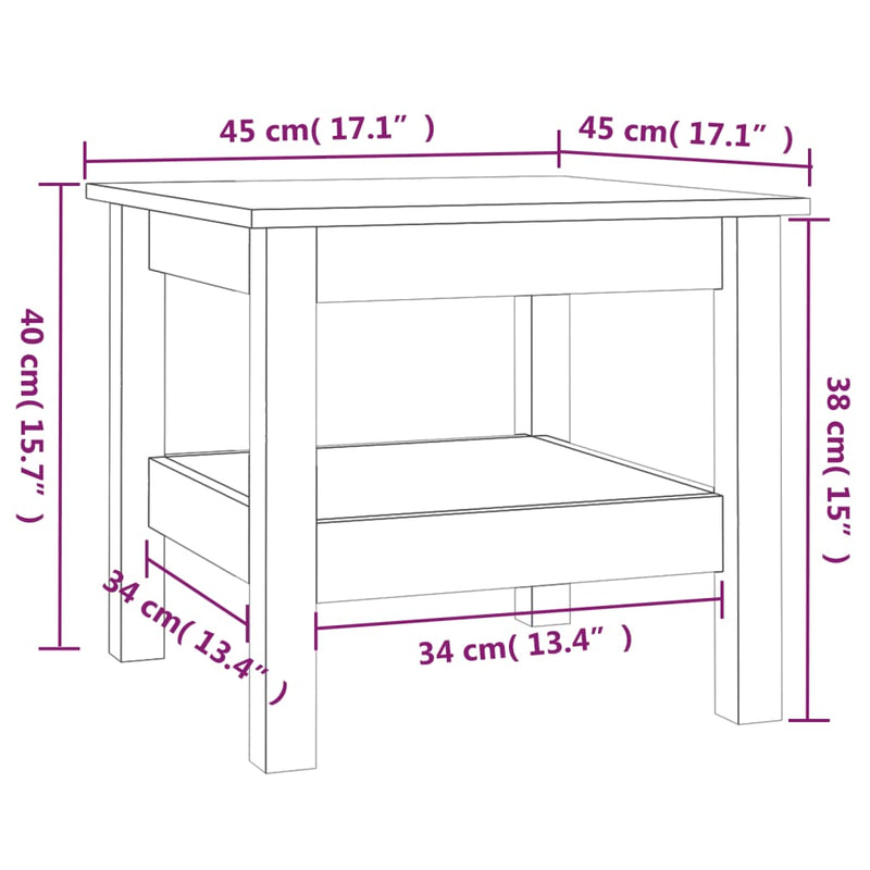 vidaXL Coffee Table 45x45x40 cm Solid Wood Pine