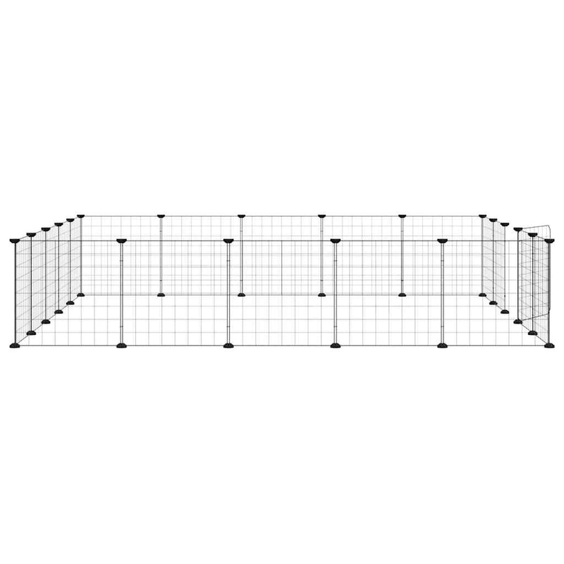 vidaXL 20-Panel Pet Cage with Door Black 35x35 cm Steel