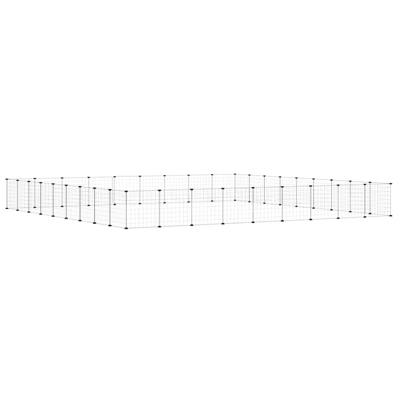 vidaXL 36-Panel Pet Cage with Door Black 35x35 cm Steel