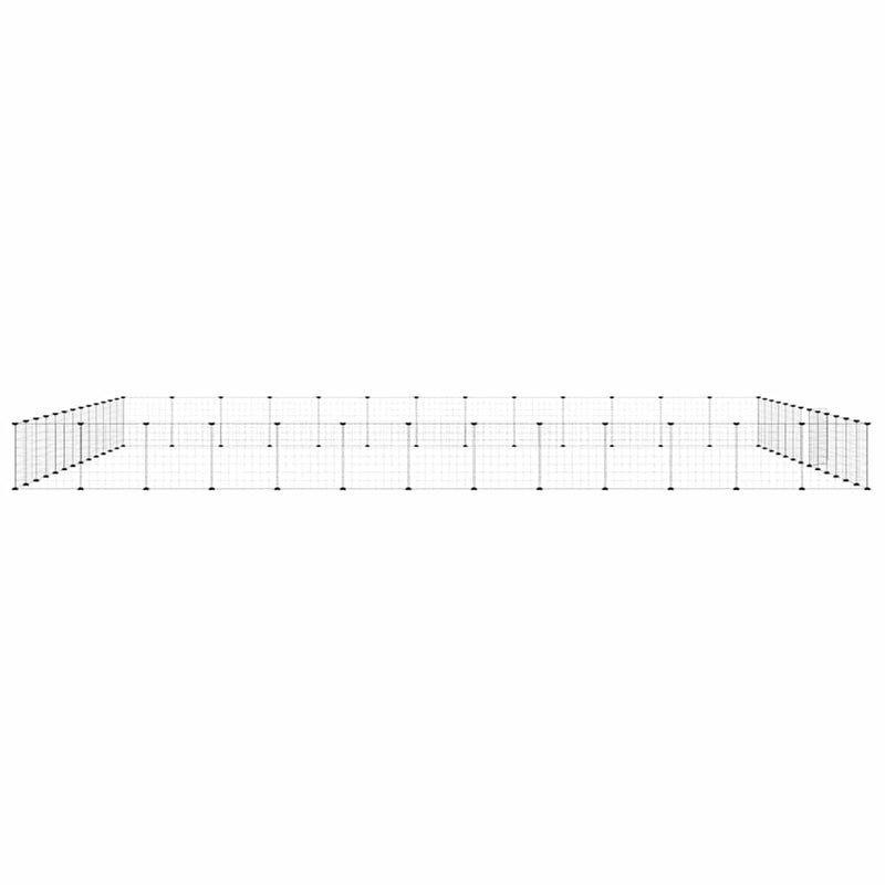 vidaXL 52-Panel Pet Cage with Door Black 35x35 cm Steel