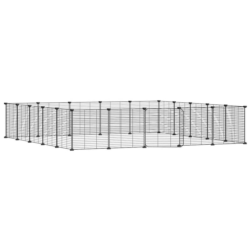 vidaXL 20-Panel Pet Cage with Door Black 35x35 cm Steel