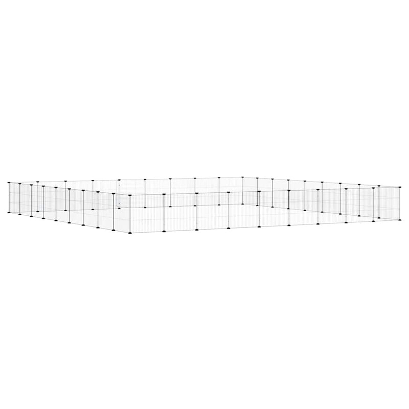 vidaXL 36-Panel Pet Cage with Door Black 35x35 cm Steel