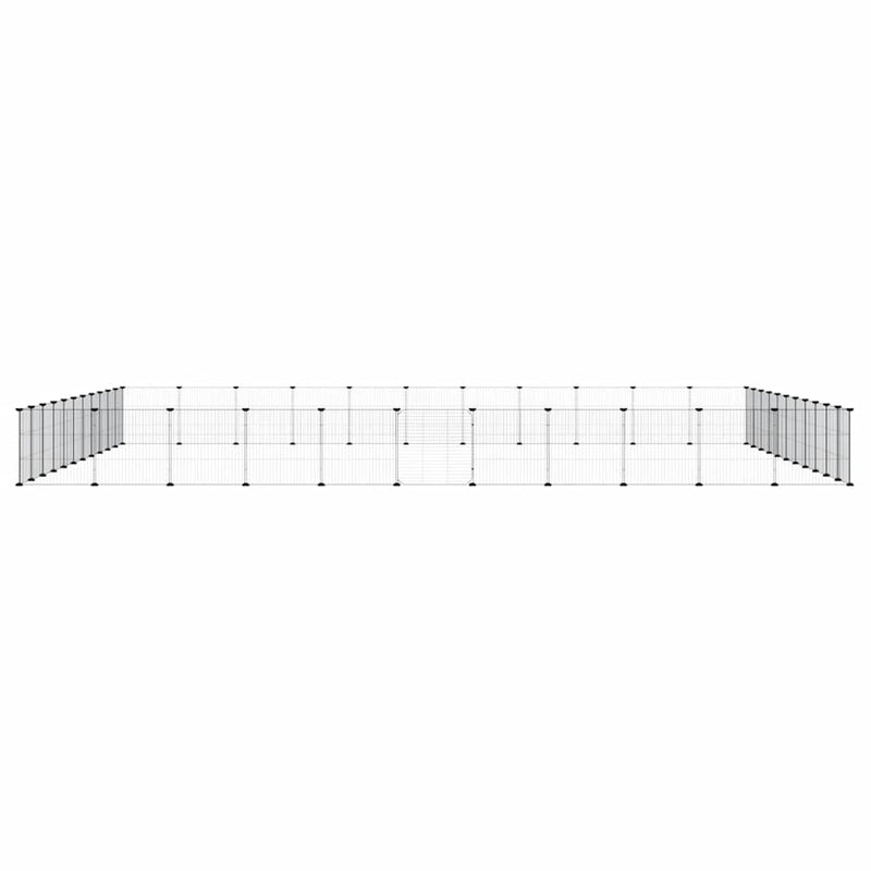vidaXL 44-Panel Pet Cage with Door Black 35x35 cm Steel