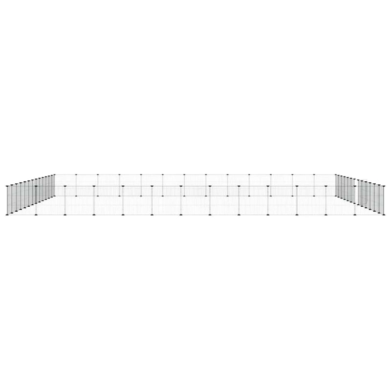 vidaXL 52-Panel Pet Cage with Door Black 35x35 cm Steel