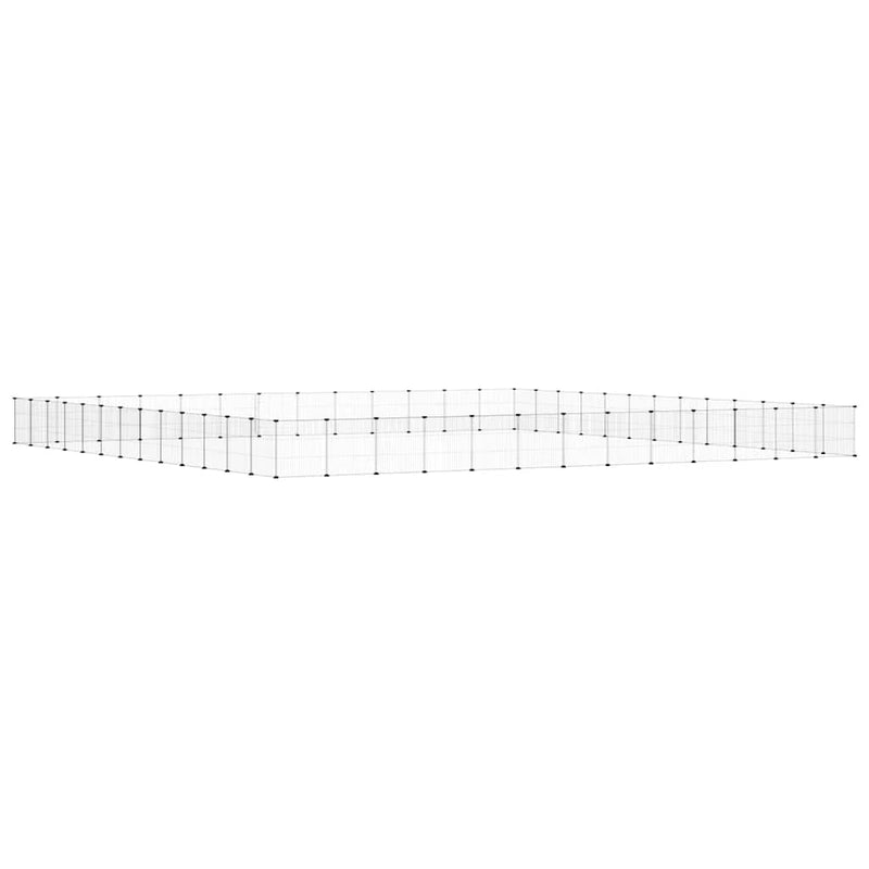 vidaXL 52-Panel Pet Cage with Door Black 35x35 cm Steel