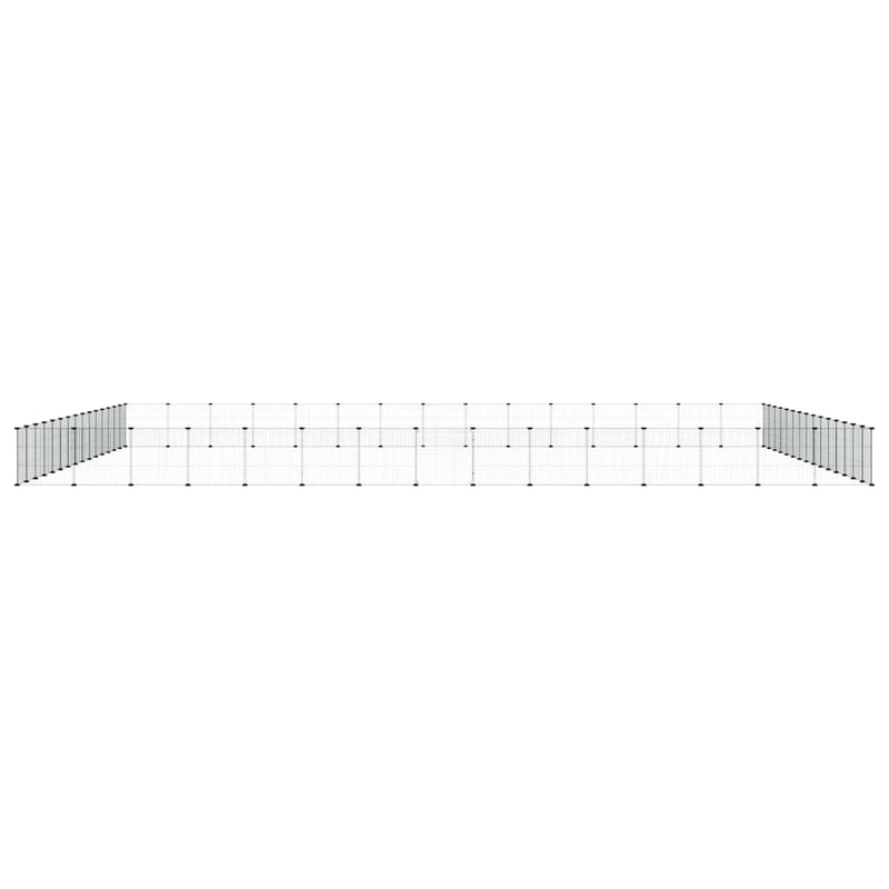 vidaXL 60-Panel Pet Cage with Door Black 35x35 cm Steel