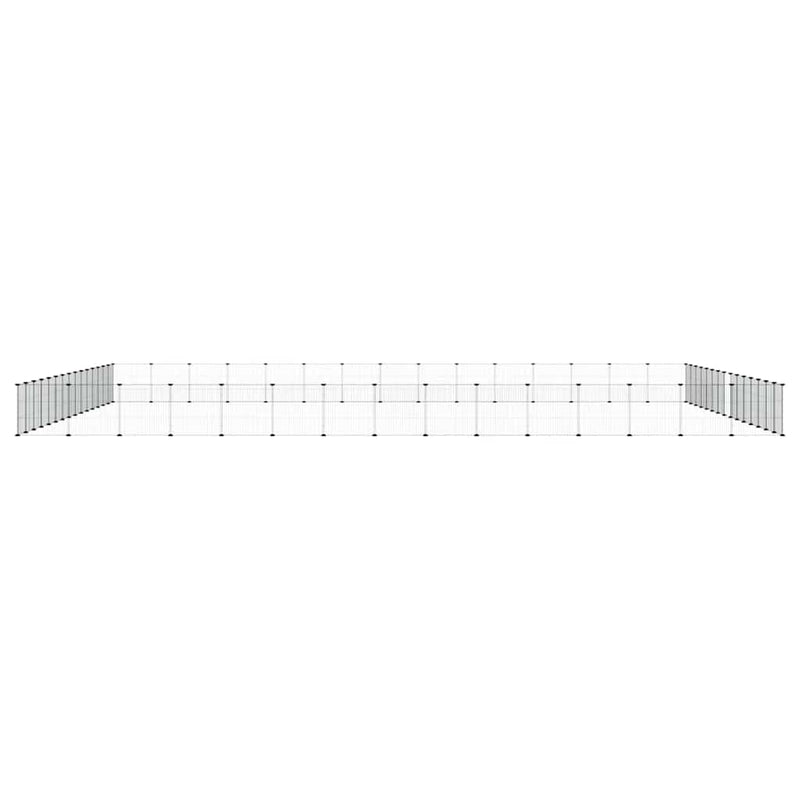 vidaXL 60-Panel Pet Cage with Door Black 35x35 cm Steel