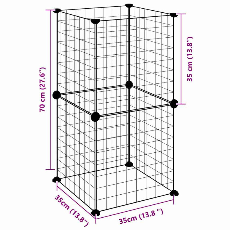 vidaXL 8-Panel Pet Cage Black 35x35 cm Steel