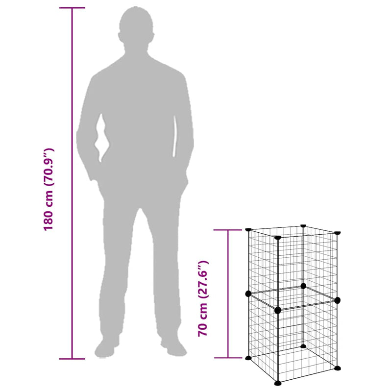 vidaXL 8-Panel Pet Cage Black 35x35 cm Steel