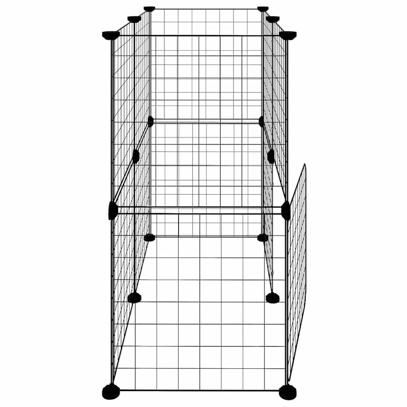 vidaXL 12-Panel Pet Cage with Door Black 35x35 cm Steel