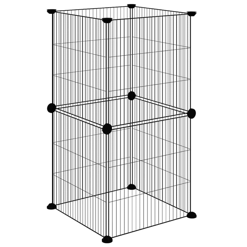 vidaXL 8-Panel Pet Cage Black 35x35 cm Steel