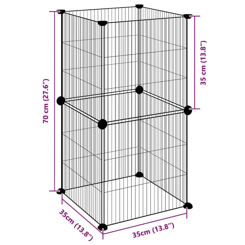 vidaXL 8-Panel Pet Cage Black 35x35 cm Steel