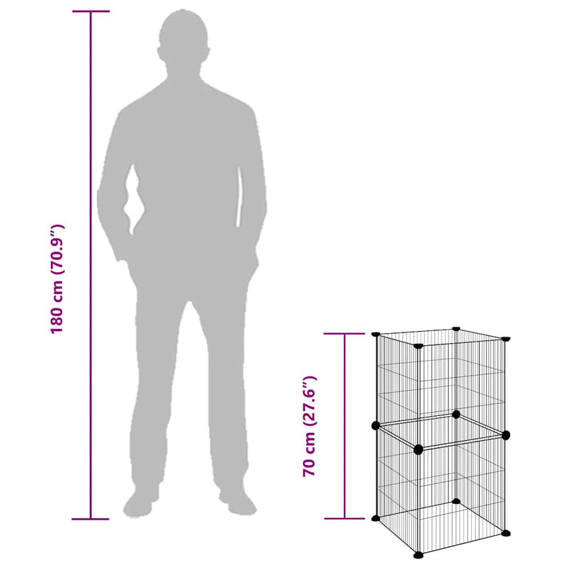 vidaXL 8-Panel Pet Cage Black 35x35 cm Steel