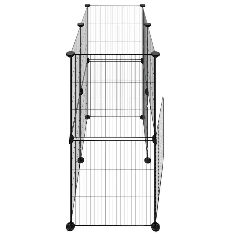 vidaXL 12-Panel Pet Cage with Door Black 35x35 cm Steel