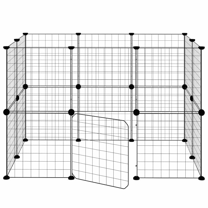 vidaXL 20-Panel Pet Cage with Door Black 35x35 cm Steel