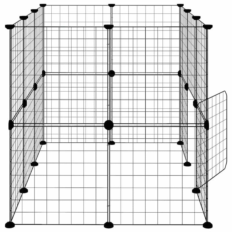 vidaXL 20-Panel Pet Cage with Door Black 35x35 cm Steel