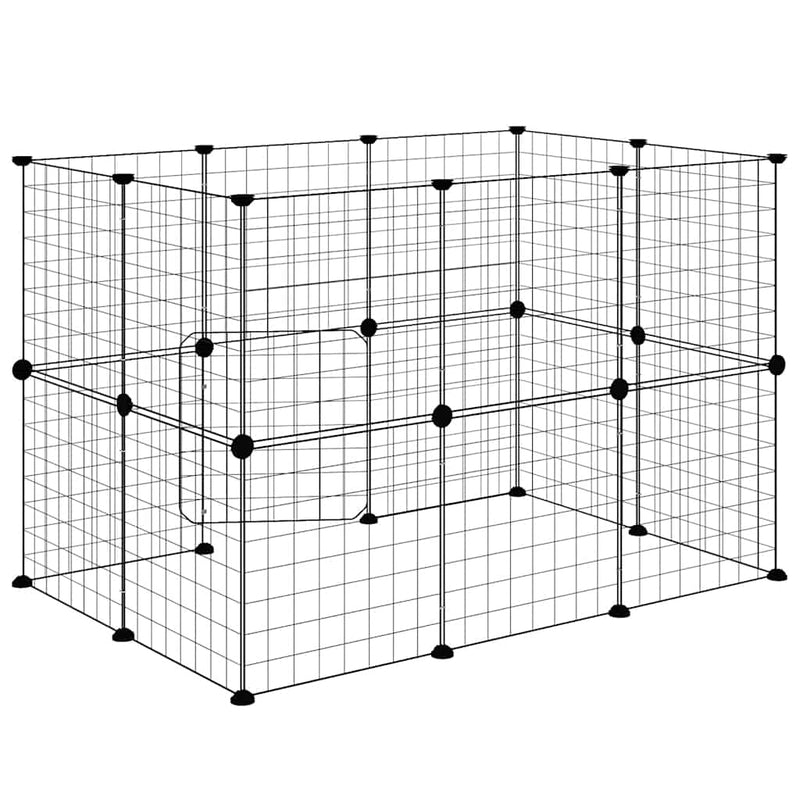 vidaXL 20-Panel Pet Cage with Door Black 35x35 cm Steel