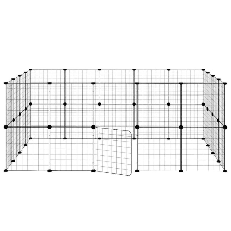 vidaXL 36-Panel Pet Cage with Door Black 35x35 cm Steel