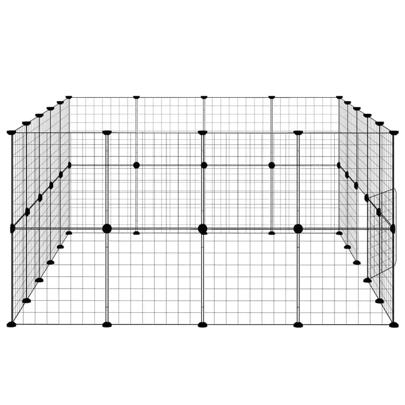 vidaXL 36-Panel Pet Cage with Door Black 35x35 cm Steel