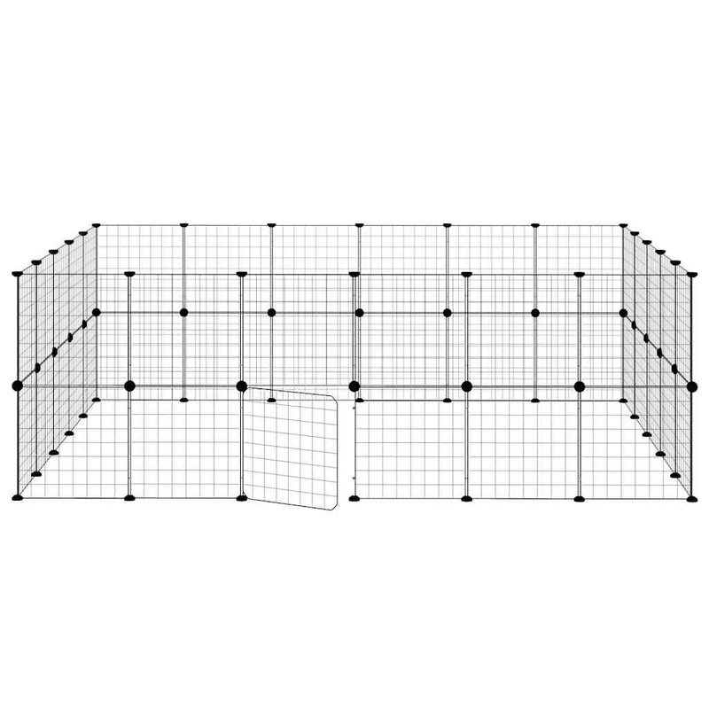 vidaXL 44-Panel Pet Cage with Door Black 35x35 cm Steel