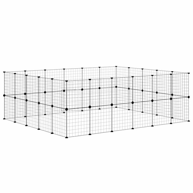 vidaXL 44-Panel Pet Cage with Door Black 35x35 cm Steel