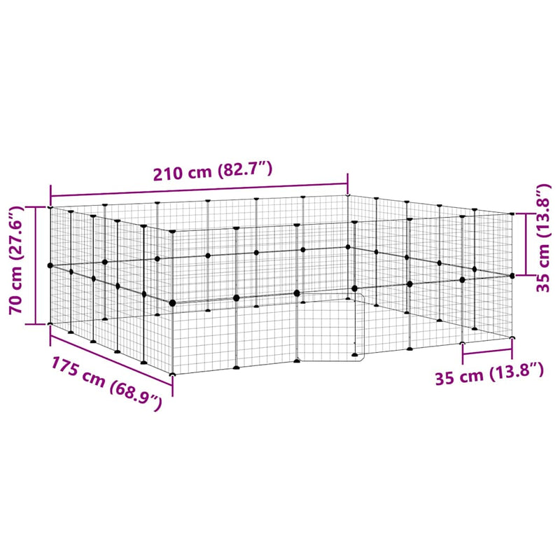 vidaXL 44-Panel Pet Cage with Door Black 35x35 cm Steel
