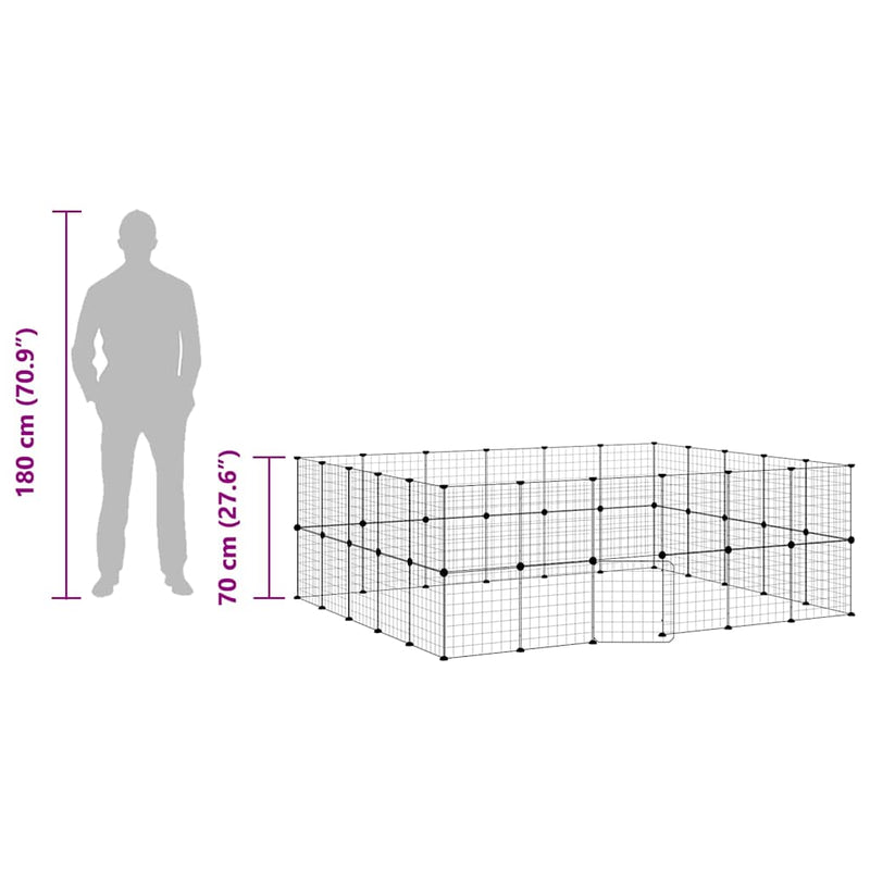 vidaXL 44-Panel Pet Cage with Door Black 35x35 cm Steel