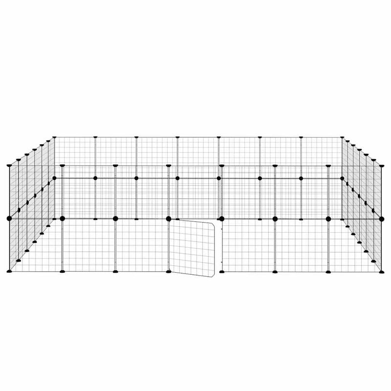 vidaXL 52-Panel Pet Cage with Door Black 35x35 cm Steel