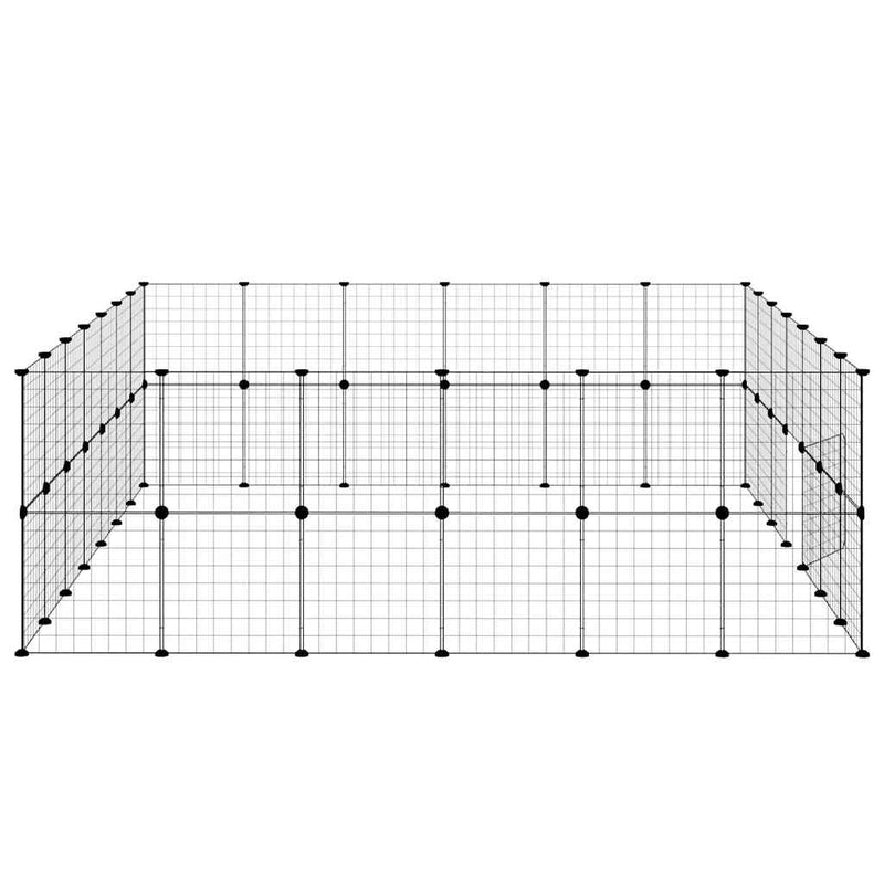 vidaXL 52-Panel Pet Cage with Door Black 35x35 cm Steel