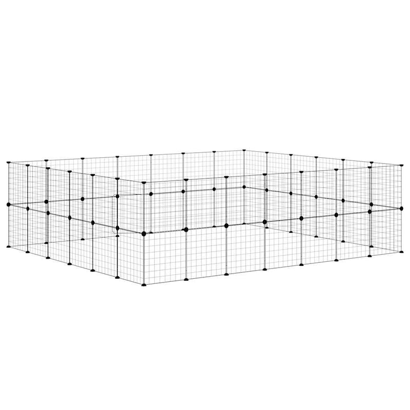 vidaXL 52-Panel Pet Cage with Door Black 35x35 cm Steel