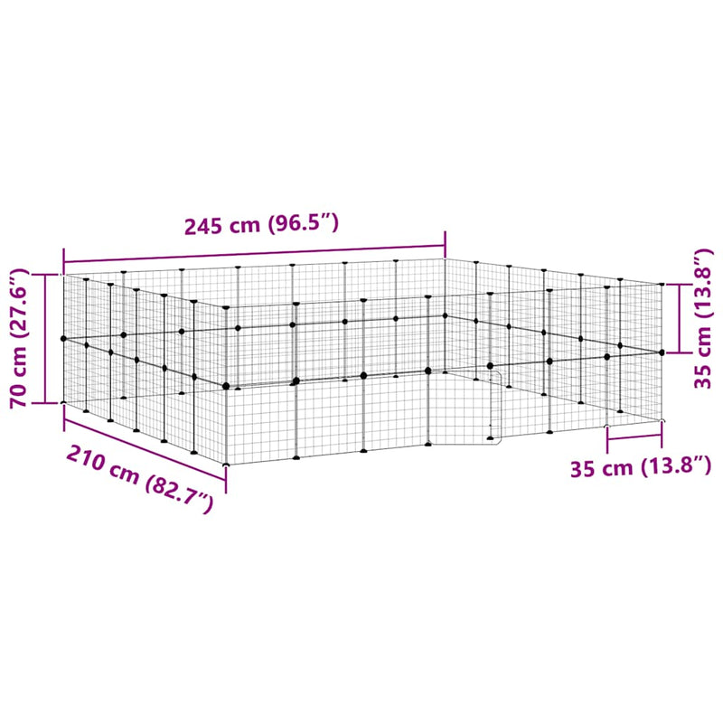 vidaXL 52-Panel Pet Cage with Door Black 35x35 cm Steel