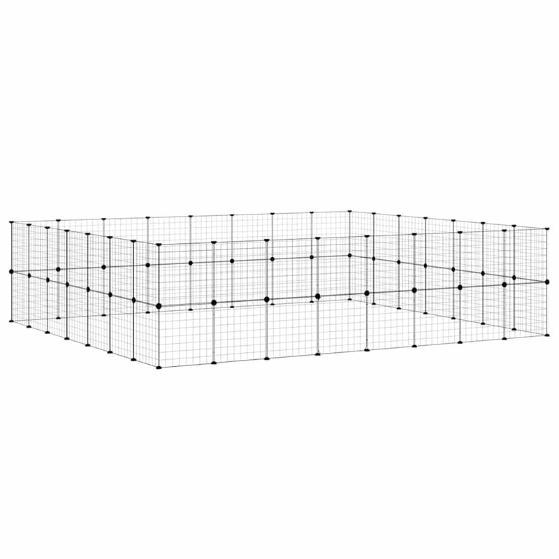 vidaXL 60-Panel Pet Cage with Door Black 35x35 cm Steel