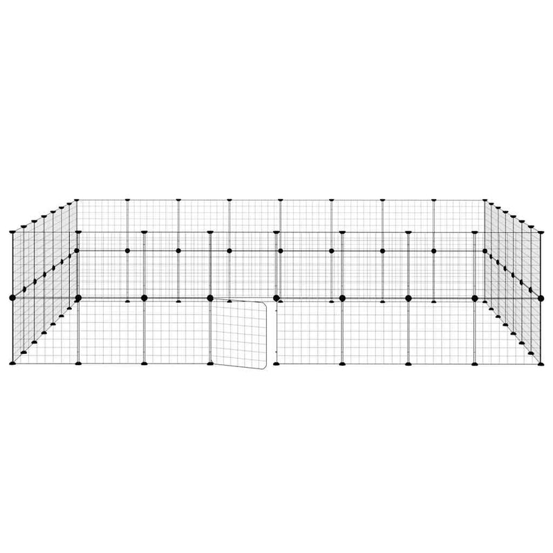 vidaXL 60-Panel Pet Cage with Door Black 35x35 cm Steel